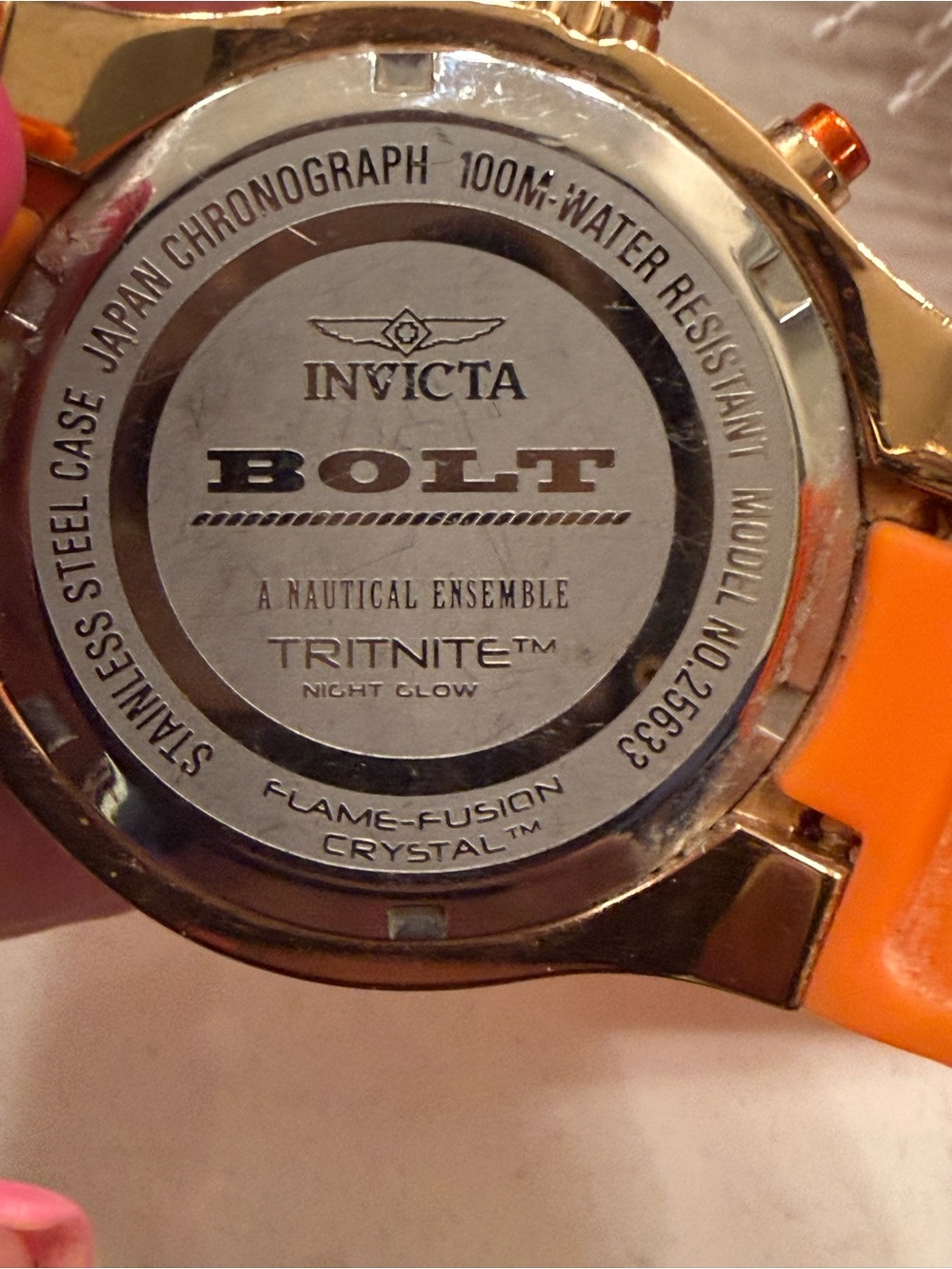 Invicta Bolt Chronograph 25633 Orange & Rose Gold Watch – Abalone Dial – 100M - Picture 12 of 15